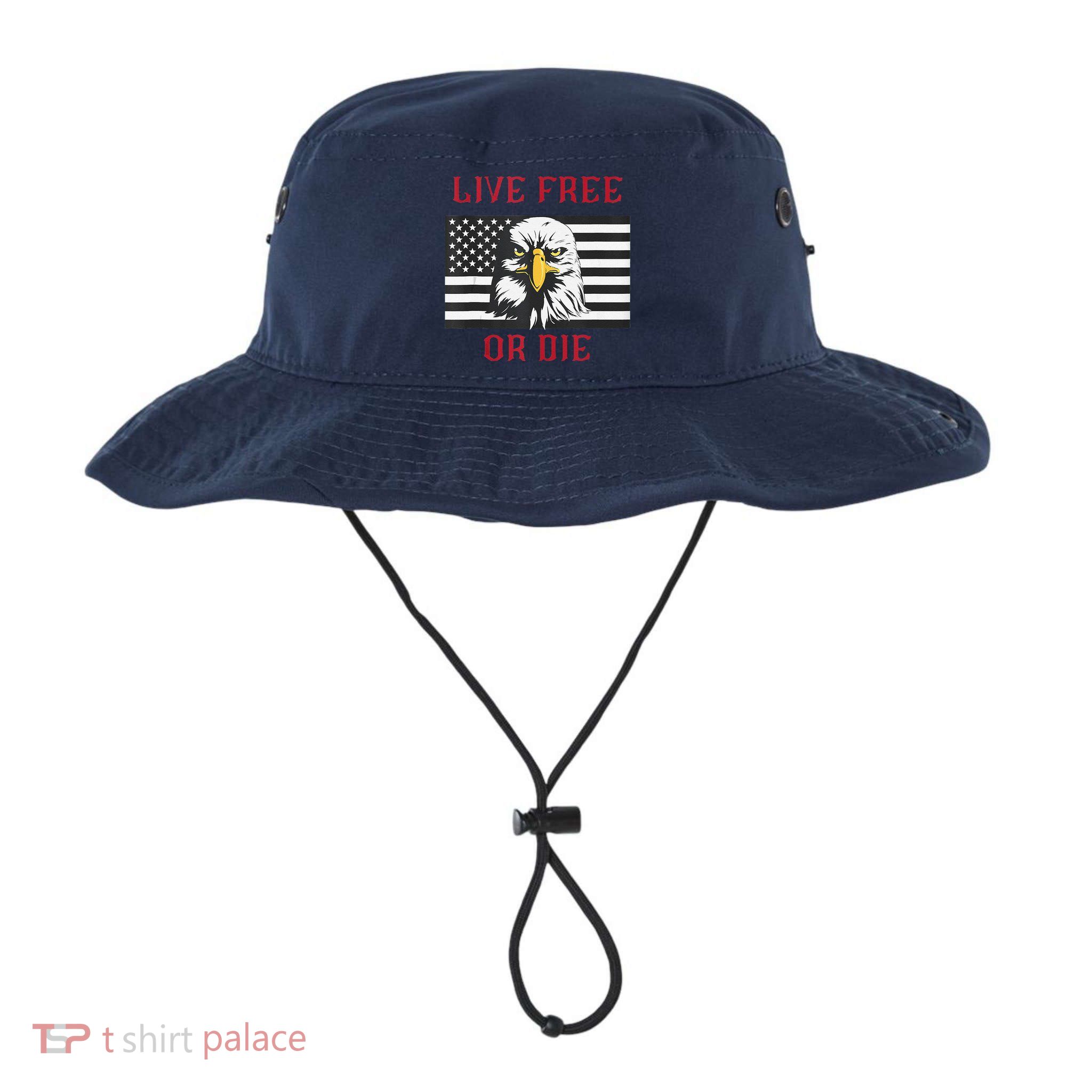 Live Free Or Die Bald Eagle American Flag Bucket Hat
