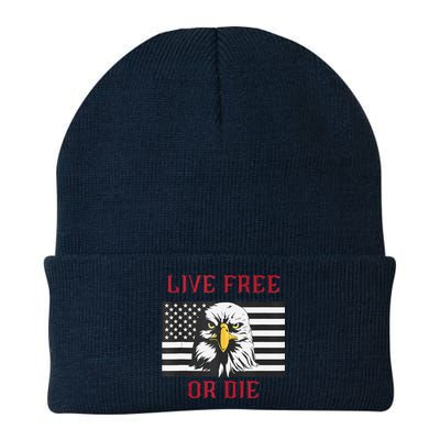 Live Free Or Die Bald Eagle American Flag Knit Cap Winter Beanie