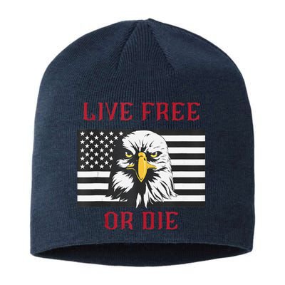 Live Free Or Die Bald Eagle American Flag Sustainable Beanie