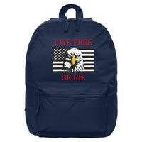 Live Free Or Die Bald Eagle American Flag 16 in Basic Backpack