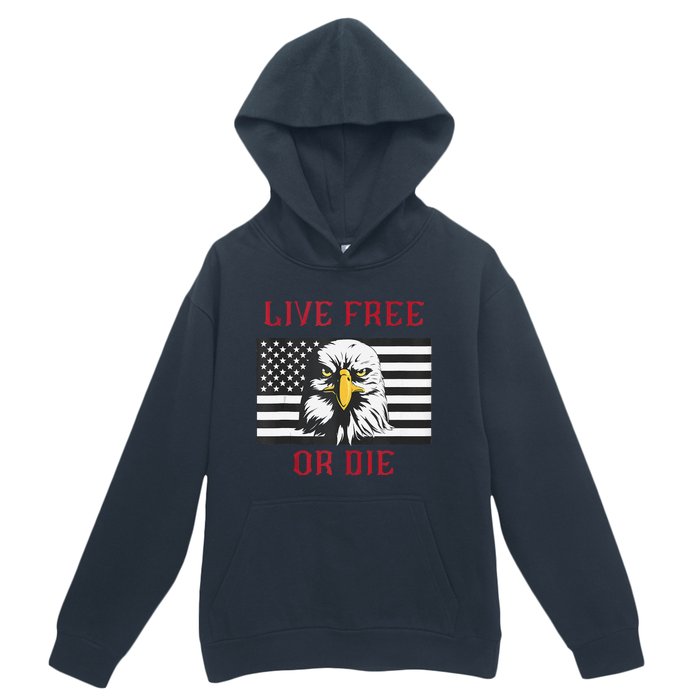 Live Free Or Die Bald Eagle American Flag Urban Pullover Hoodie