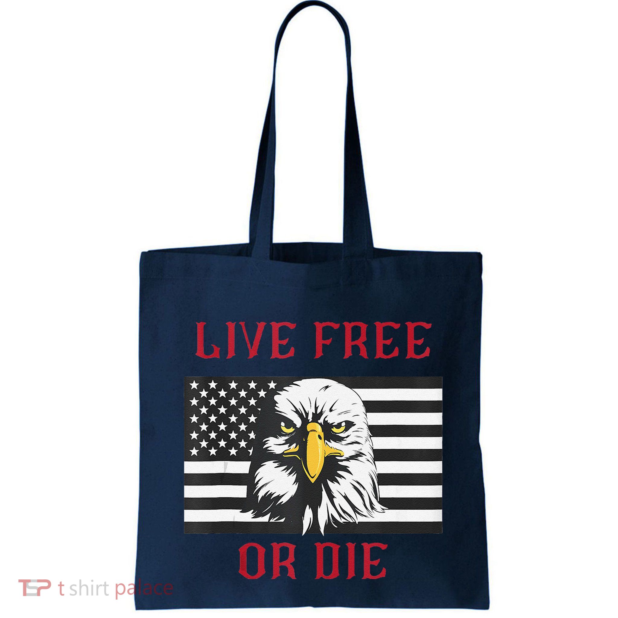 Live Free Or Die Bald Eagle American Flag Bag