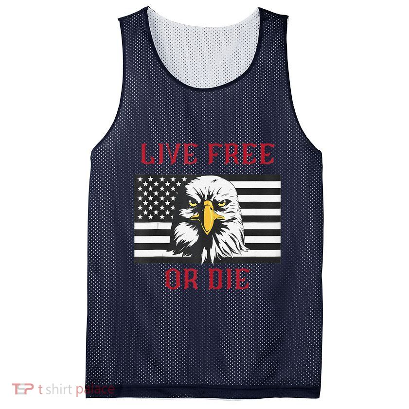 Live Free Or Die Bald Eagle American Flag Mesh Reversible Basketball Jersey Tank