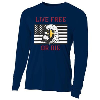 Live Free Or Die Bald Eagle American Flag Cooling Performance Long Sleeve Crew