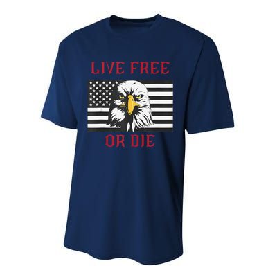 Live Free Or Die Bald Eagle American Flag Performance Sprint T-Shirt