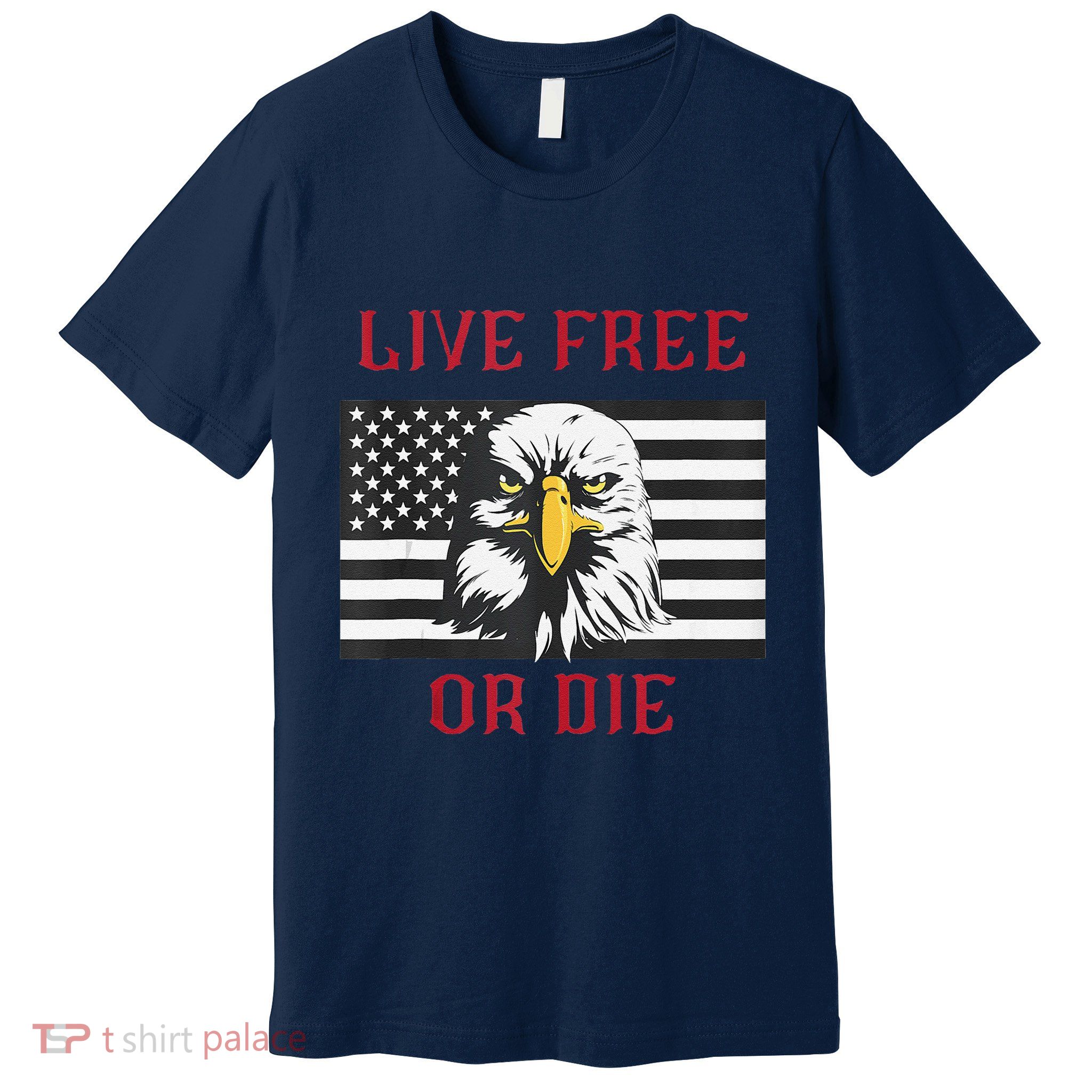 Live Free Or Die Bald Eagle American Flag Premium T-Shirt