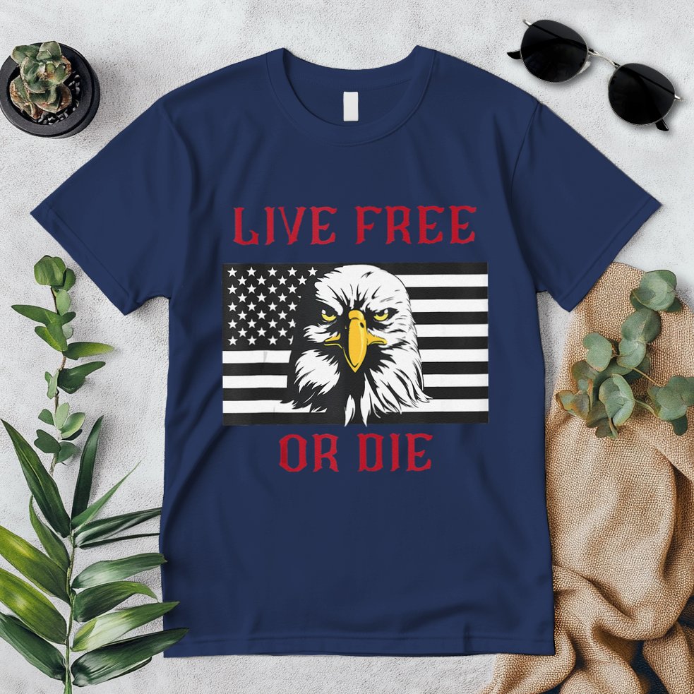 Live Free Or Die Bald Eagle American Flag Premium T-Shirt