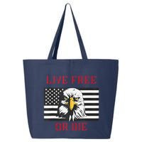 Live Free Or Die Bald Eagle American Flag 25L Jumbo Tote