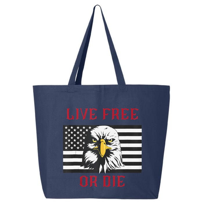 Live Free Or Die Bald Eagle American Flag 25L Jumbo Tote