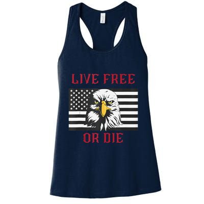 Live Free Or Die Bald Eagle American Flag Womens Tank Top