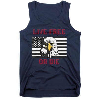 Live Free Or Die Bald Eagle American Flag Tank Top