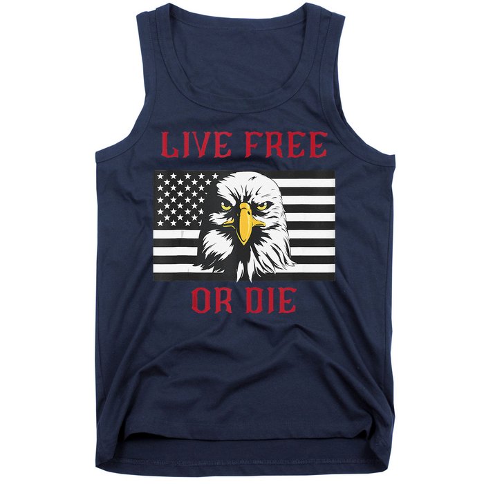 Live Free Or Die Bald Eagle American Flag Tank Top