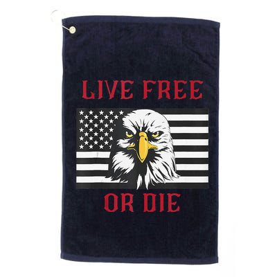 Live Free Or Die Bald Eagle American Flag Golf Towel