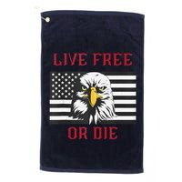 Live Free Or Die Bald Eagle American Flag Golf Towel