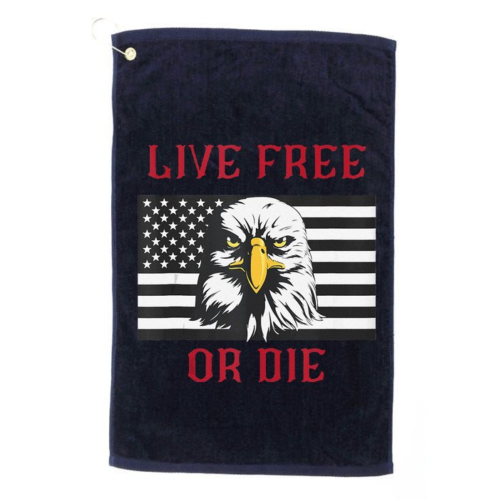 Live Free Or Die Bald Eagle American Flag Golf Towel