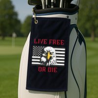 Live Free Or Die Bald Eagle American Flag Golf Towel