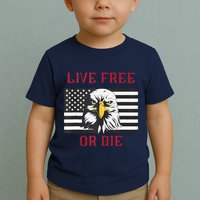 Live Free Or Die Bald Eagle American Flag Toddler T-Shirt