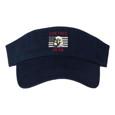 Live Free Or Die Bald Eagle American Flag Valucap Bio-Washed Visor