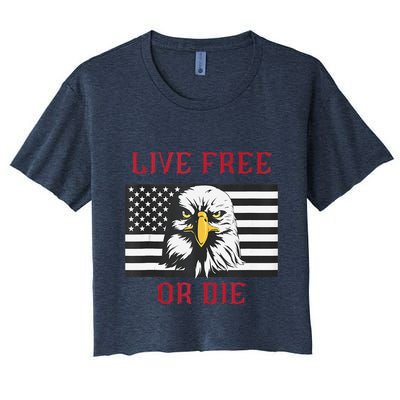 Live Free Or Die Bald Eagle American Flag Crop Top