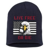 Live Free Or Die Bald Eagle American Flag Short Acrylic Beanie