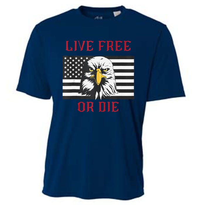 Live Free Or Die Bald Eagle American Flag Cooling Performance Crew T-Shirt