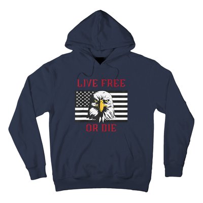 Live Free Or Die Bald Eagle American Flag Hoodie