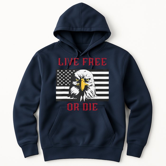 Live Free Or Die Bald Eagle American Flag Hoodie