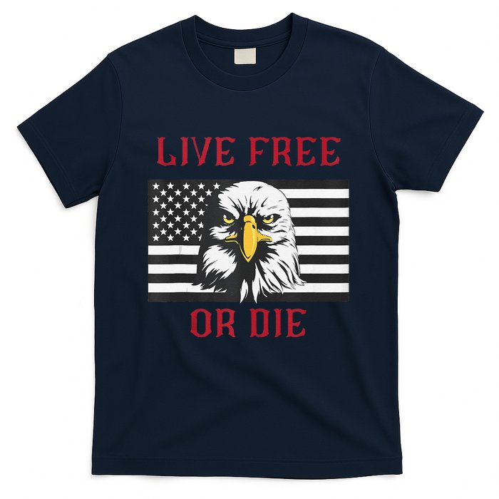 Live Free Or Die Bald Eagle American Flag T-Shirt