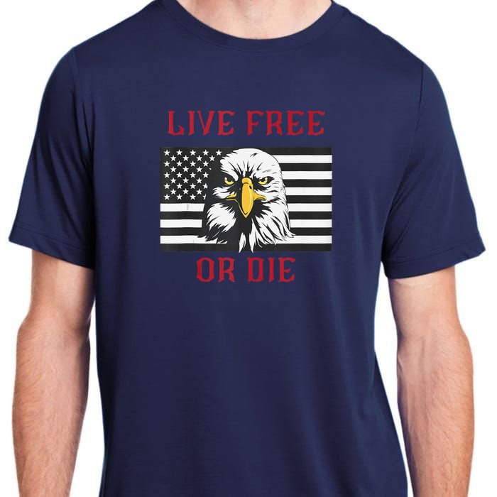 Live Free Or Die Bald Eagle American Flag Adult ChromaSoft Performance T-Shirt