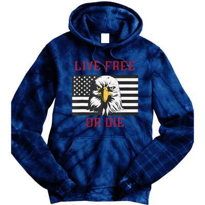 Live Free Or Die Bald Eagle American Flag Tie Dye Hoodie