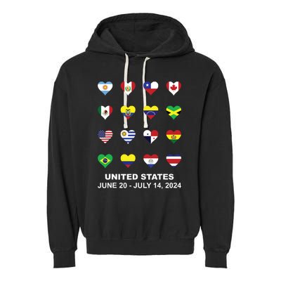 List Flag Of Countries In Copa United States Of America 2024 Garment-Dyed Fleece Hoodie