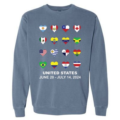 List Flag Of Countries In Copa United States Of America 2024 Garment-Dyed Sweatshirt