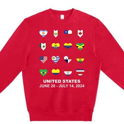 List Flag Of Countries In Copa United States Of America 2024 Premium Crewneck Sweatshirt