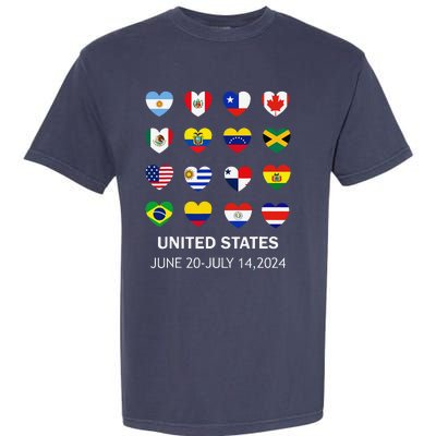 List Flag Of Countries In Copa United States Of America 2024 Garment-Dyed Heavyweight T-Shirt