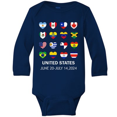 List Flag Of Countries In Copa United States Of America 2024 Baby Long Sleeve Bodysuit