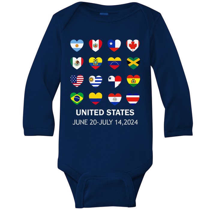 List Flag Of Countries In Copa United States Of America 2024 Baby Long Sleeve Bodysuit