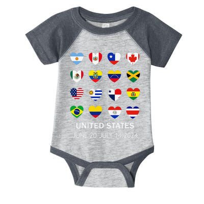 List Flag Of Countries In Copa United States Of America 2024 Infant Baby Jersey Bodysuit