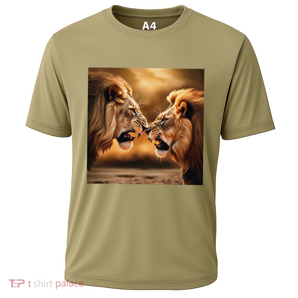 Lions Facing Off African Lion Lovers Art Big Cat Art Lover .Png Cooling Performance Crew T-Shirt