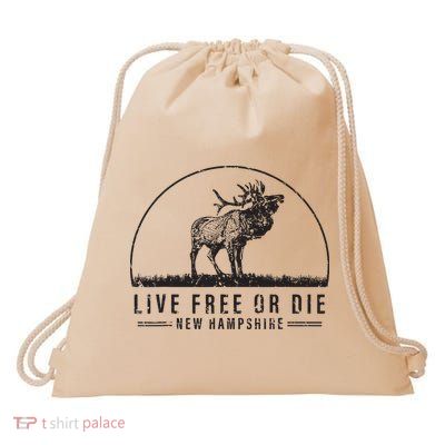 Live Free Or Die New Hampshire Nature Vintage Drawstring Bag