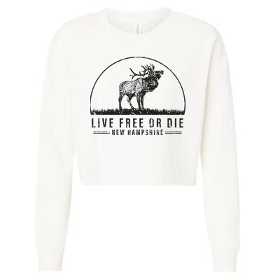 Live Free Or Die New Hampshire Nature Vintage Cropped Pullover Crew