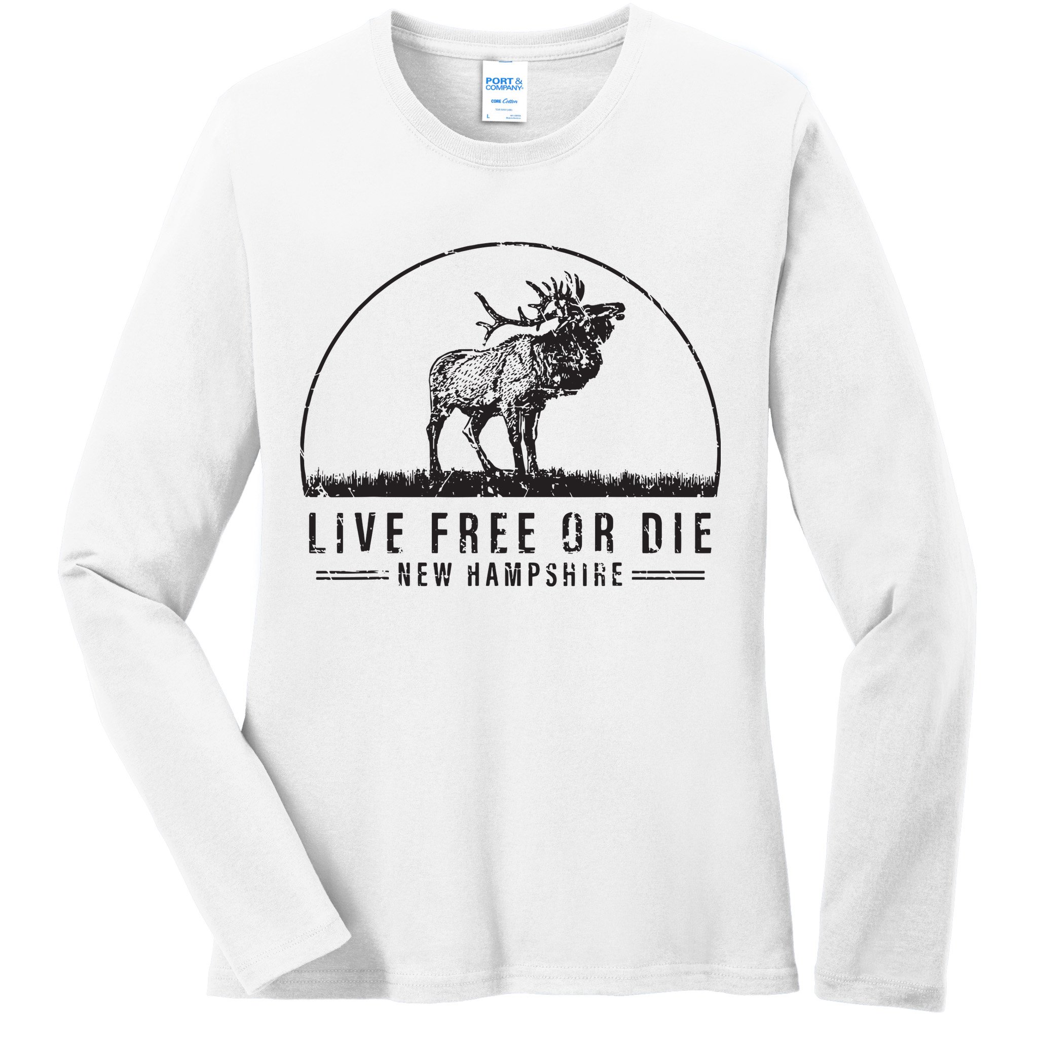 Live Free Or Die New Hampshire Nature Vintage Ladies Long Sleeve Shirt