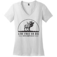 Live Free Or Die New Hampshire Nature Vintage Women's V-Neck T-Shirt