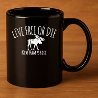 Live Free Or Die New Hampshire 11oz C Handle Ceramic Mug