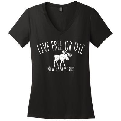 Live Free Or Die New Hampshire Women's V-Neck T-Shirt