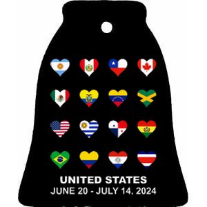 List Flag Of Countries In Copa United States Of America 2024 Ceramic Bell Ornament