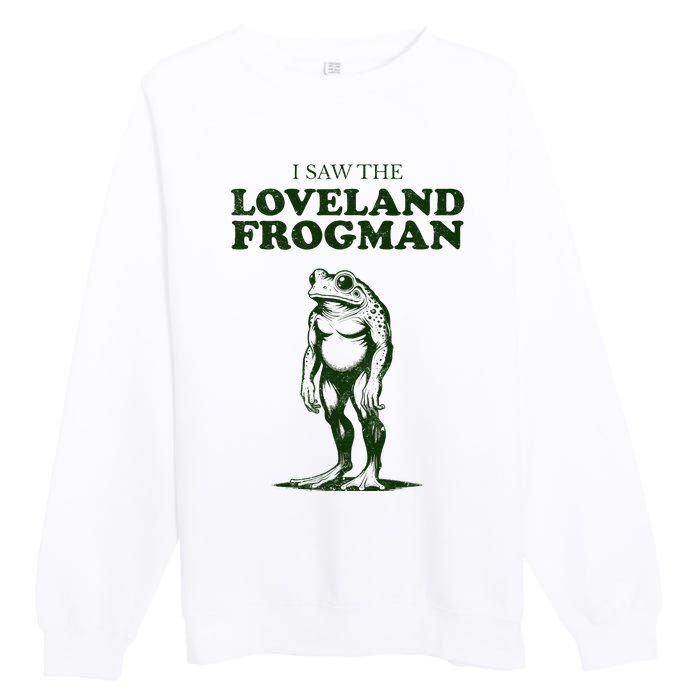 Loveland Frogman Ohio Tourist Visitor Premium Crewneck Sweatshirt