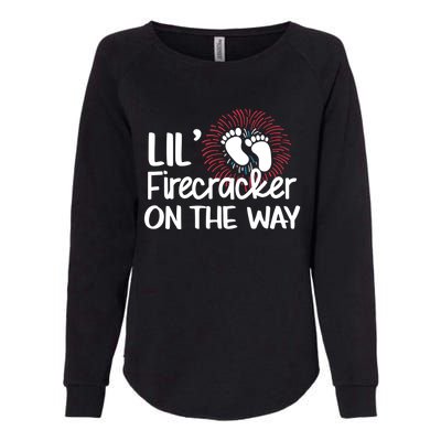 Lil Firecracker On The Way Us Feet Future Patriot Mom Gift Womens California Wash Sweatshirt