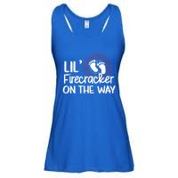 Lil Firecracker On The Way Us Feet Future Patriot Mom Gift Ladies Essential Flowy Tank