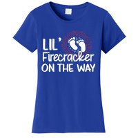 Lil Firecracker On The Way Us Feet Future Patriot Mom Gift Women's T-Shirt