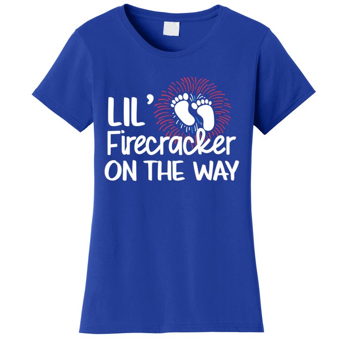 Lil Firecracker On The Way Us Feet Future Patriot Mom Gift Women's T-Shirt